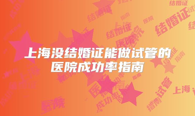 上海没结婚证能做试管的医院成功率指南