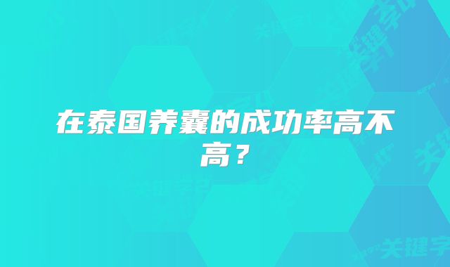 在泰国养囊的成功率高不高?