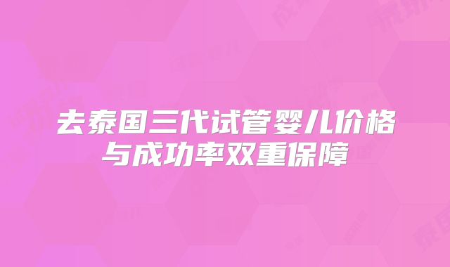 去泰国三代试管婴儿价格与成功率双重保障