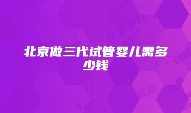北京做三代试管婴儿需多少钱