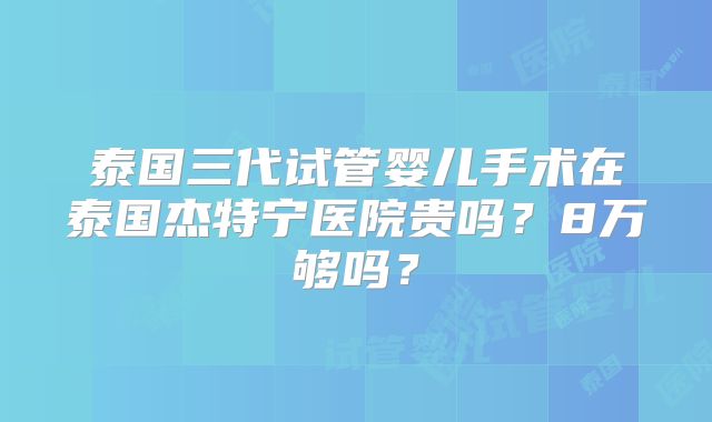 泰国三代试管婴儿手术在泰国杰特宁医院贵吗？8万够吗？
