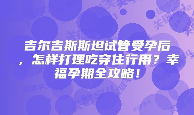 吉尔吉斯斯坦试管受孕后,怎样打理吃穿住行用?幸福孕期全攻略!
