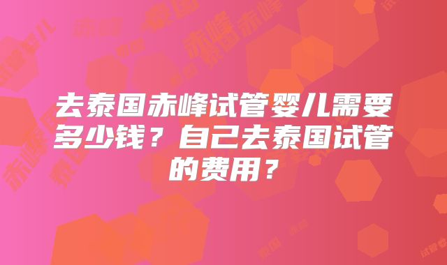 去泰国赤峰试管婴儿需要多少钱？自己去泰国试管的费用？