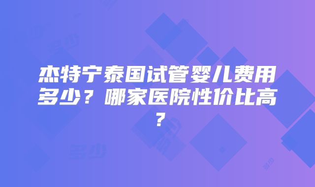 杰特宁泰国试管婴儿费用多少？哪家医院性价比高？