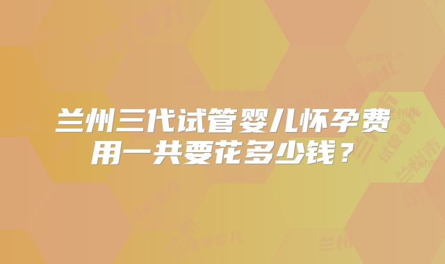 兰州三代试管婴儿怀孕费用一共要花多少钱？