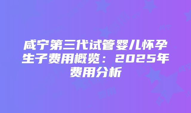 咸宁第三代试管婴儿怀孕生子费用概览：2025年费用分析
