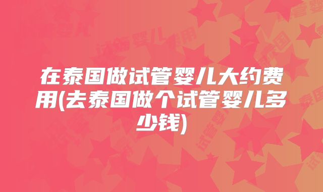 在泰国做试管婴儿大约费用(去泰国做个试管婴儿多少钱)