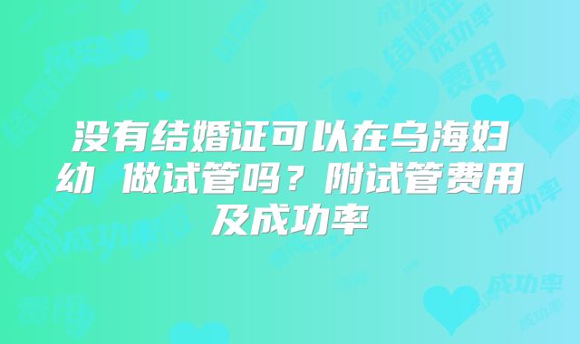 没有结婚证可以在乌海妇幼 做试管吗？附试管费用及成功率