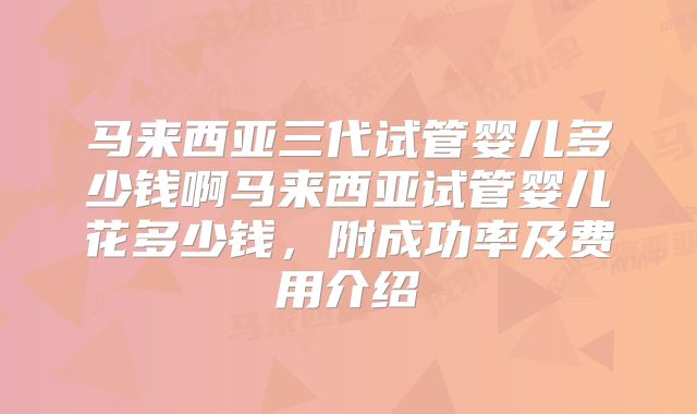 马来西亚三代试管婴儿多少钱啊马来西亚试管婴儿花多少钱,附成功率及费用介绍