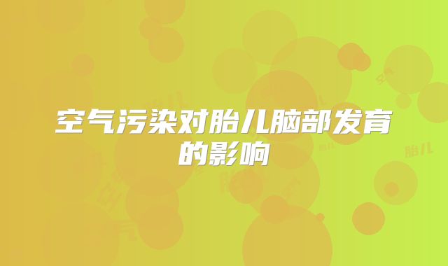 空气污染对胎儿脑部发育的影响
