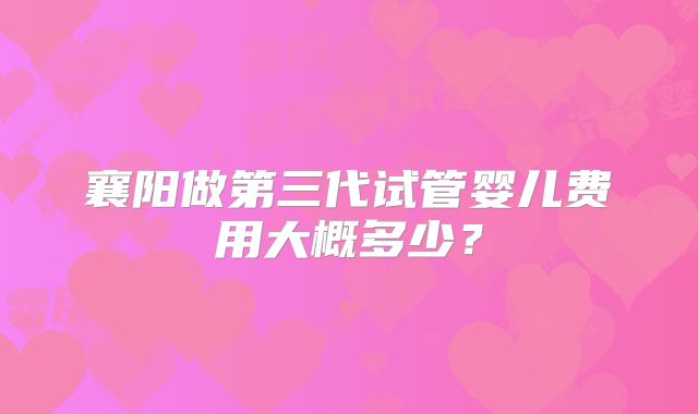 襄阳做第三代试管婴儿费用大概多少？