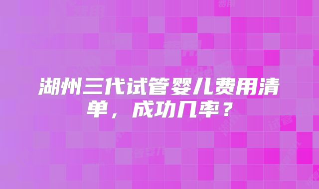 湖州三代试管婴儿费用清单,成功几率?