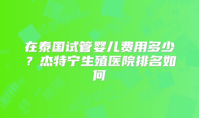 在泰国试管婴儿费用多少？杰特宁生殖医院排名如何