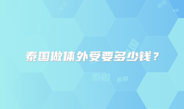 泰国做体外受要多少钱？