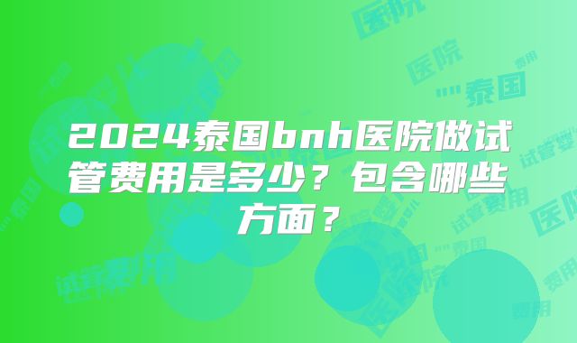2024泰国bnh医院做试管费用是多少？包含哪些方面？
