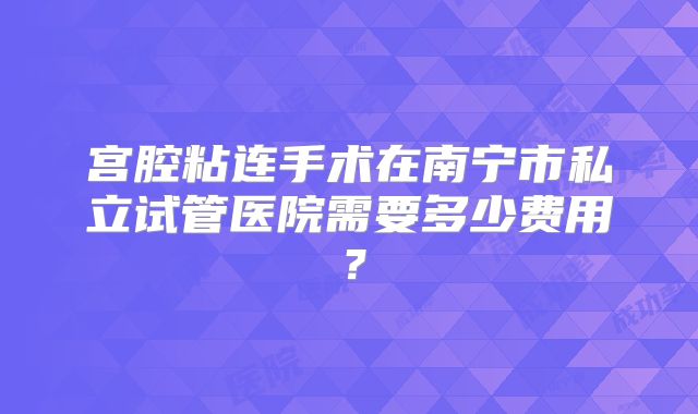 宫腔粘连手术在南宁市私立试管医院需要多少费用?