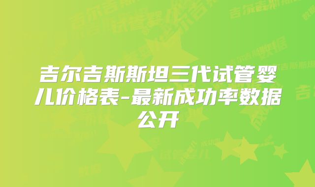 吉尔吉斯斯坦三代试管婴儿价格表-最新成功率数据公开