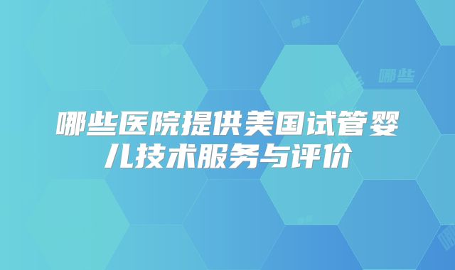 哪些医院提供美国试管婴儿技术服务与评价