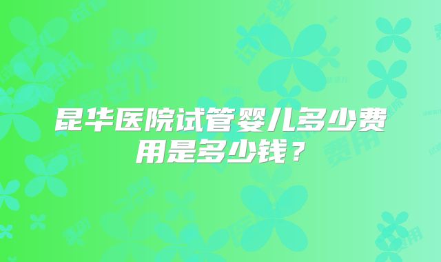 昆华医院试管婴儿多少费用是多少钱？