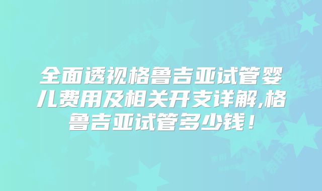 全面透视格鲁吉亚试管婴儿费用及相关开支详解,格鲁吉亚试管多少钱！