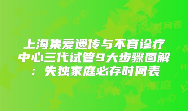 上海集爱遗传与不育诊疗中心三代试管9大步骤图解：失独家庭必存时间表