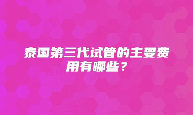 泰国第三代试管的主要费用有哪些?