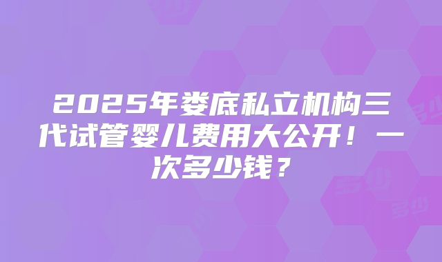 2025年娄底私立机构三代试管婴儿费用大公开!一次多少钱?