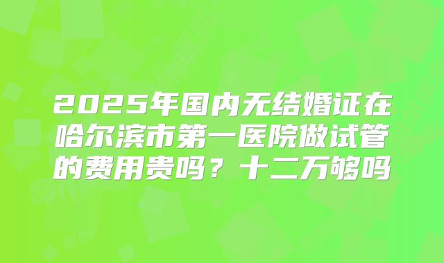 2025年国内无结婚证在哈尔滨市第一医院做试管的费用贵吗？十二万够吗