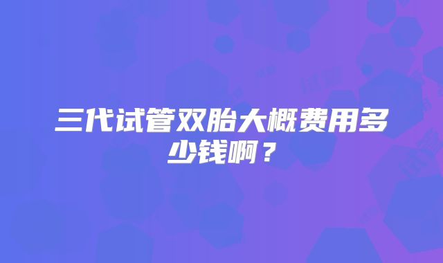 三代试管双胎大概费用多少钱啊？