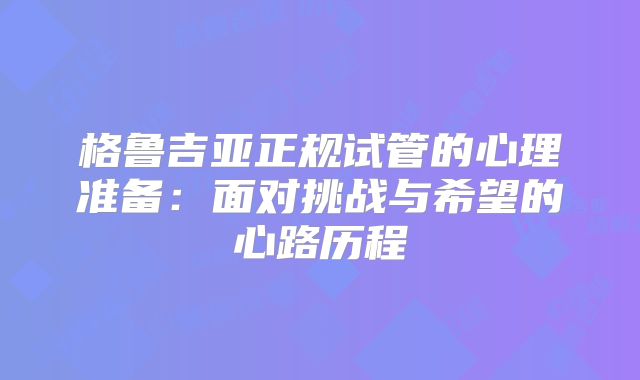 格鲁吉亚正规试管的心理准备：面对挑战与希望的心路历程