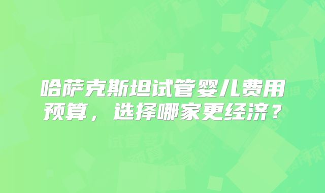 哈萨克斯坦试管婴儿费用预算，选择哪家更经济？