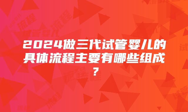 2024做三代试管婴儿的具体流程主要有哪些组成？