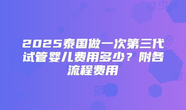 2025泰国做一次第三代试管婴儿费用多少？附各流程费用