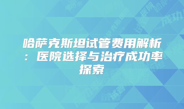 哈萨克斯坦试管费用解析：医院选择与治疗成功率探索