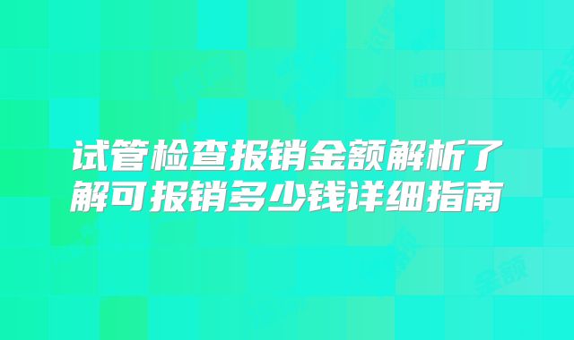 试管检查报销金额解析了解可报销多少钱详细指南