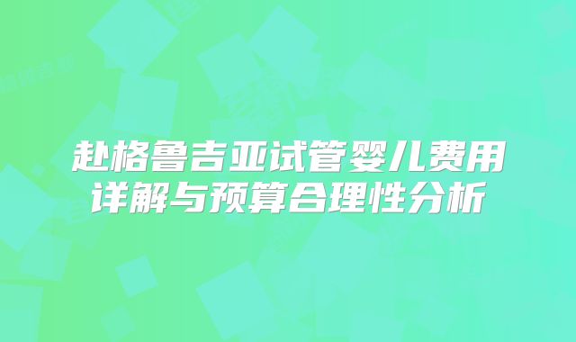 赴格鲁吉亚试管婴儿费用详解与预算合理性分析