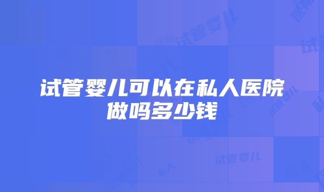 试管婴儿可以在私人医院做吗多少钱