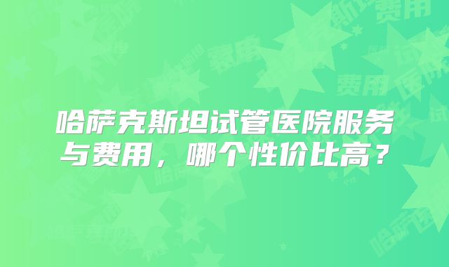 哈萨克斯坦试管医院服务与费用，哪个性价比高？