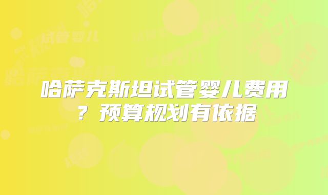 哈萨克斯坦试管婴儿费用？预算规划有依据