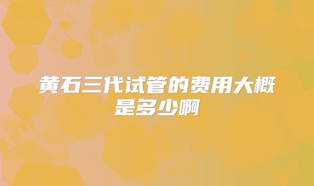 黄石三代试管的费用大概是多少啊