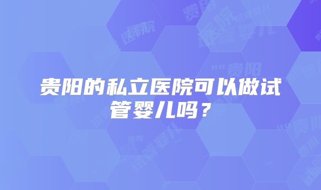 贵阳的私立医院可以做试管婴儿吗?