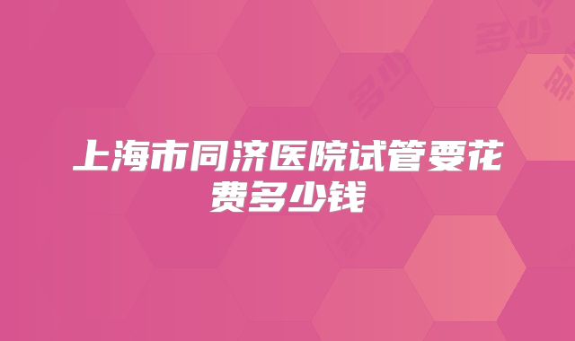 上海市同济医院试管要花费多少钱
