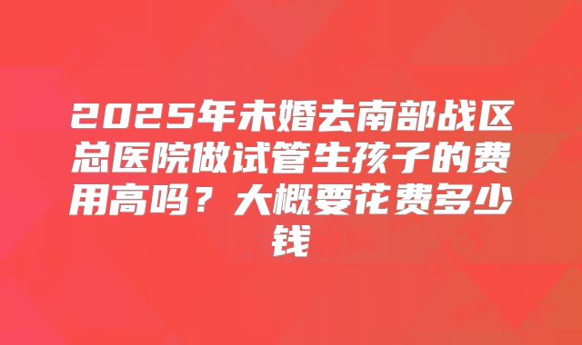 2025年未婚去南部战区总医院做试管生孩子的费用高吗?大概要花费多少钱