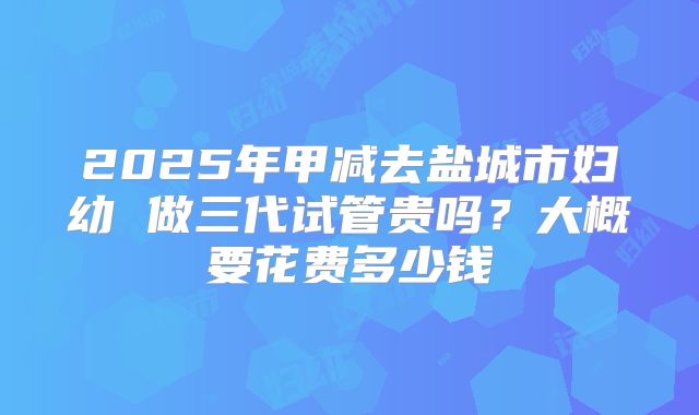 2025年甲减去盐城市妇幼 做三代试管贵吗?大概要花费多少钱