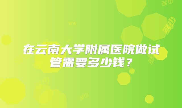 在云南大学附属医院做试管需要多少钱？