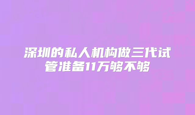 深圳的私人机构做三代试管准备11万够不够