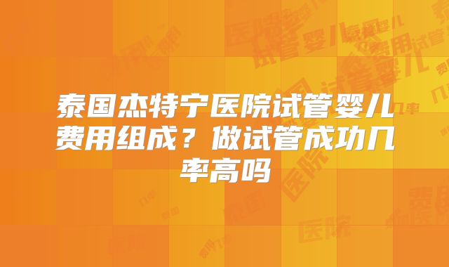 泰国杰特宁医院试管婴儿费用组成?做试管成功几率高吗