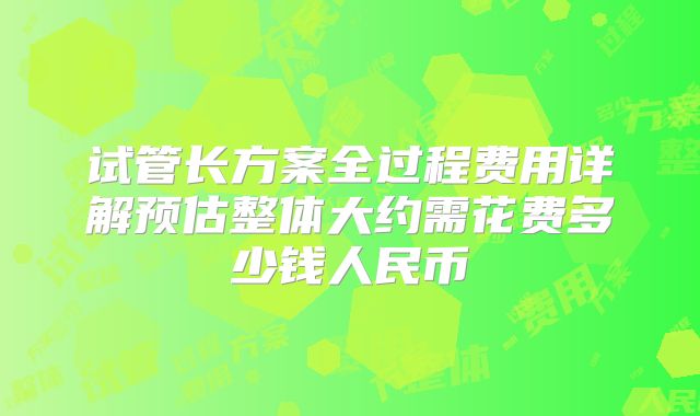 试管长方案全过程费用详解预估整体大约需花费多少钱人民币