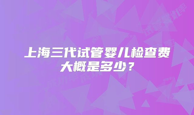 上海三代试管婴儿检查费大概是多少?