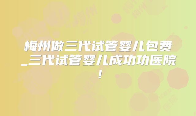 梅州做三代试管婴儿包费_三代试管婴儿成功功医院！